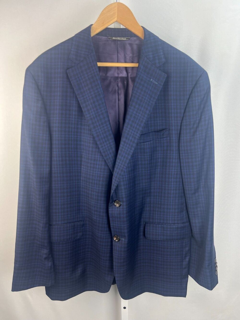 JACK VICTOR 1913 Loro Piana Capolavoro Blue Check Wool Sport Coat Blazer Sz 46R